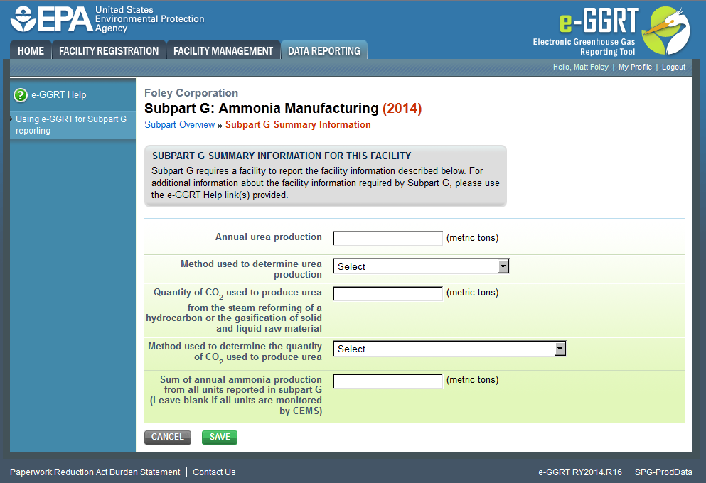 Subpart G: Click the SAVE button after finishing updates